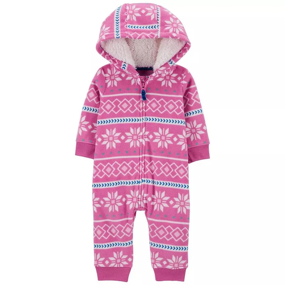 Baby Girl Carters Fairisle Sherpa Jumpsuit Zip Pajamas Hooded Snowflake Ornament